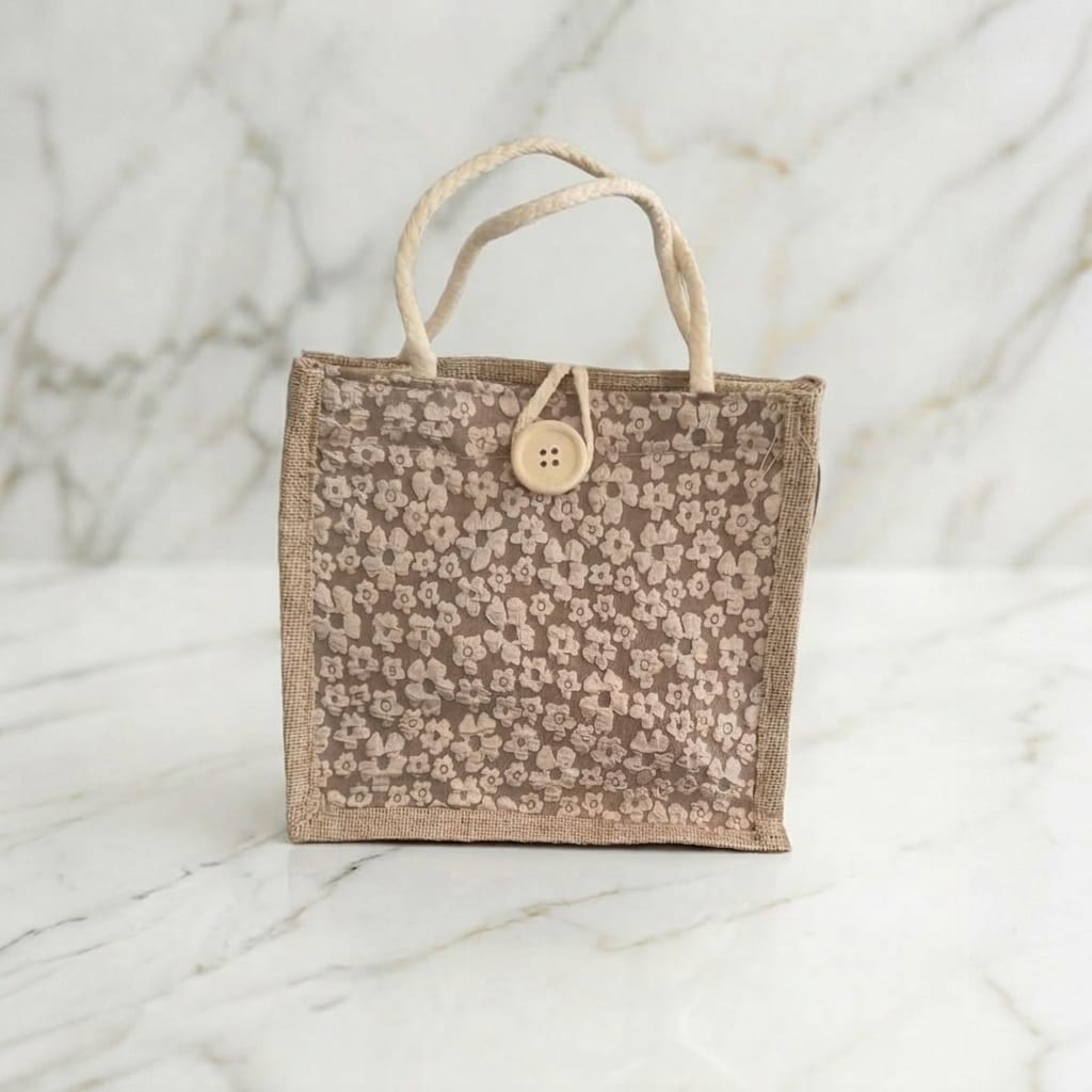 Jutetasche Blumenmuster Braun