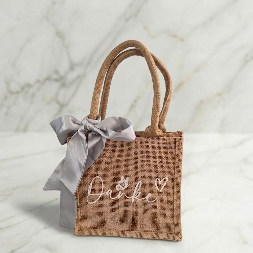 Jutetasche „Danke“ mit Schleife