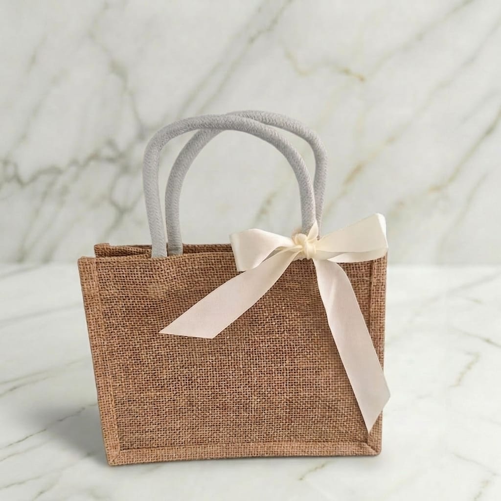 Jutetasche Klassisch mit Schleife