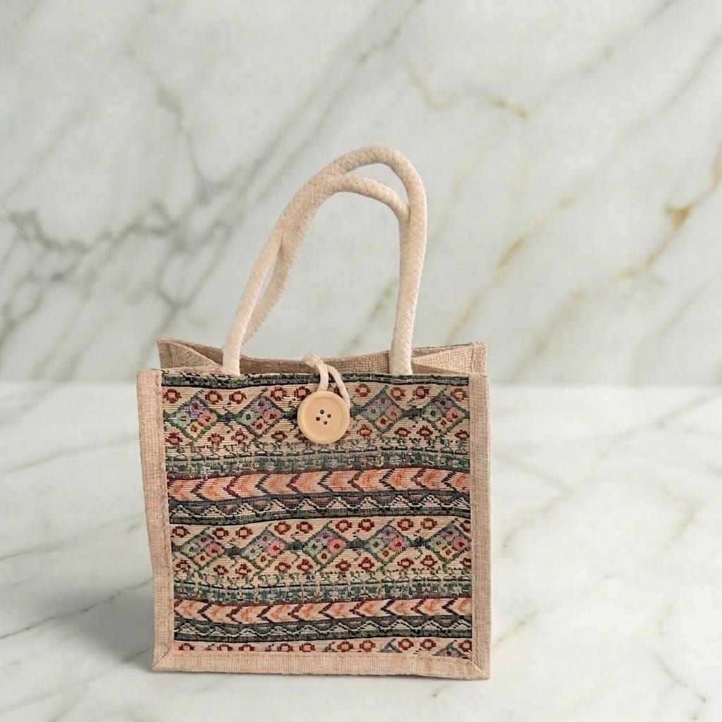 Jutetasche Ethno-Muster Bunt